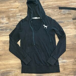 Pink Victoria Secret Black Thin Hoodie size small